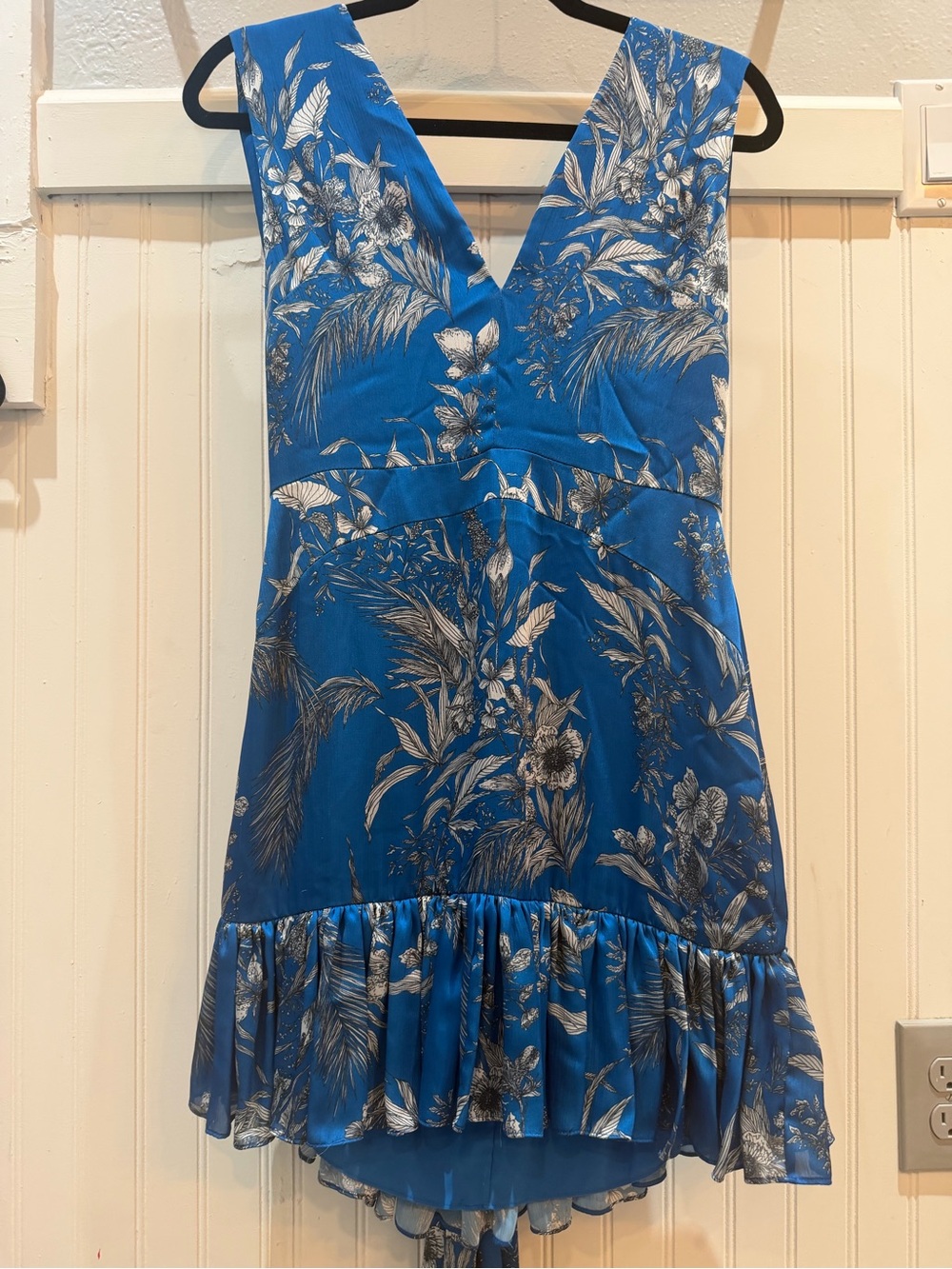 Alexis Blue Floral V-Neck Ruffle Mini Dress